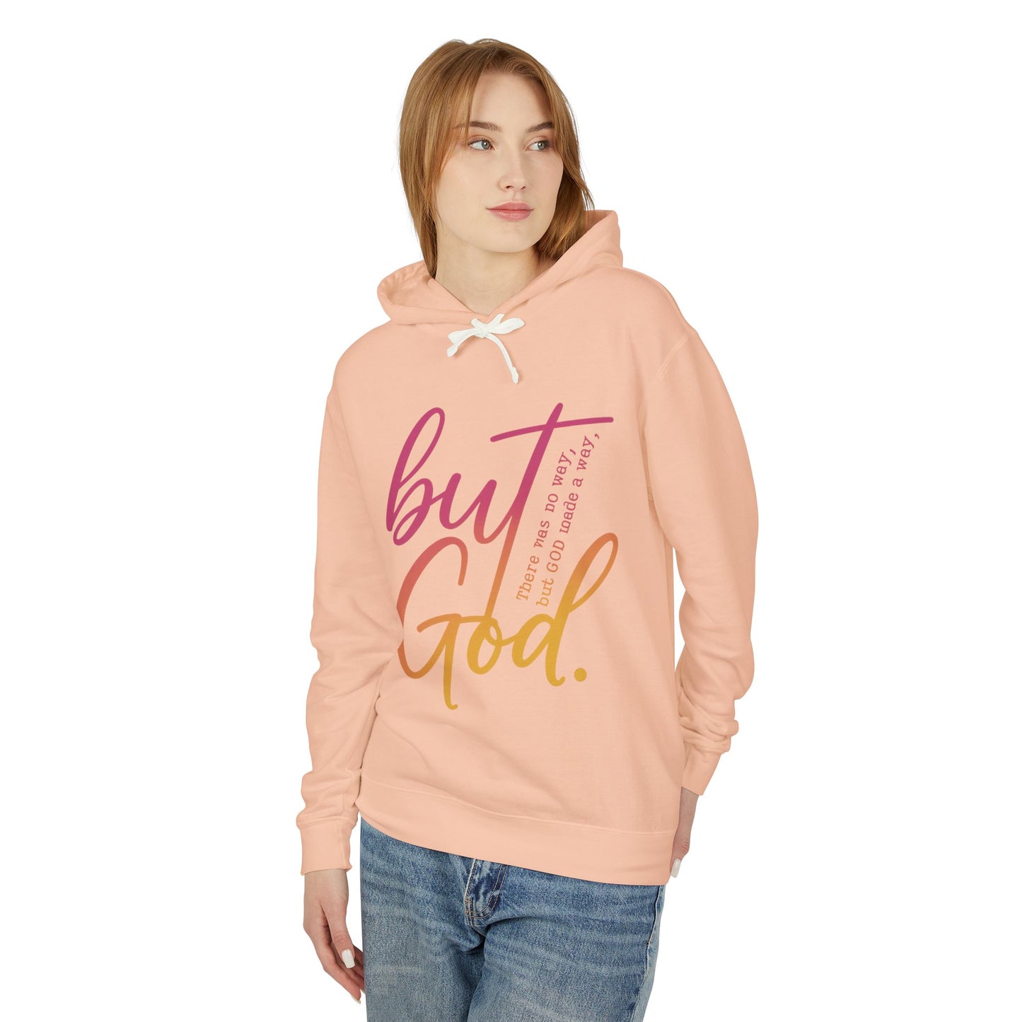 But God Unisex Lightweight Hooded Sweatshirt, Inspirational Apparel