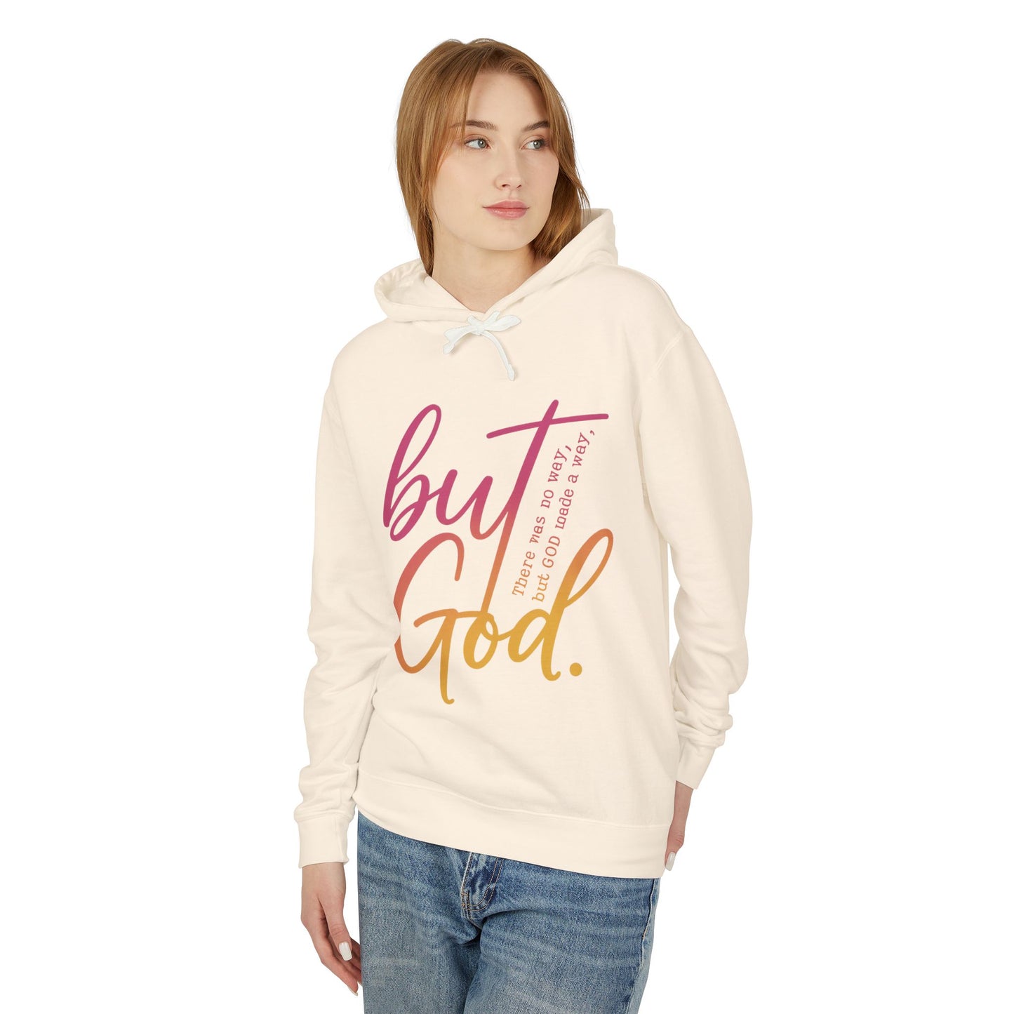 But God Unisex Lightweight Hooded Sweatshirt, Inspirational Apparel