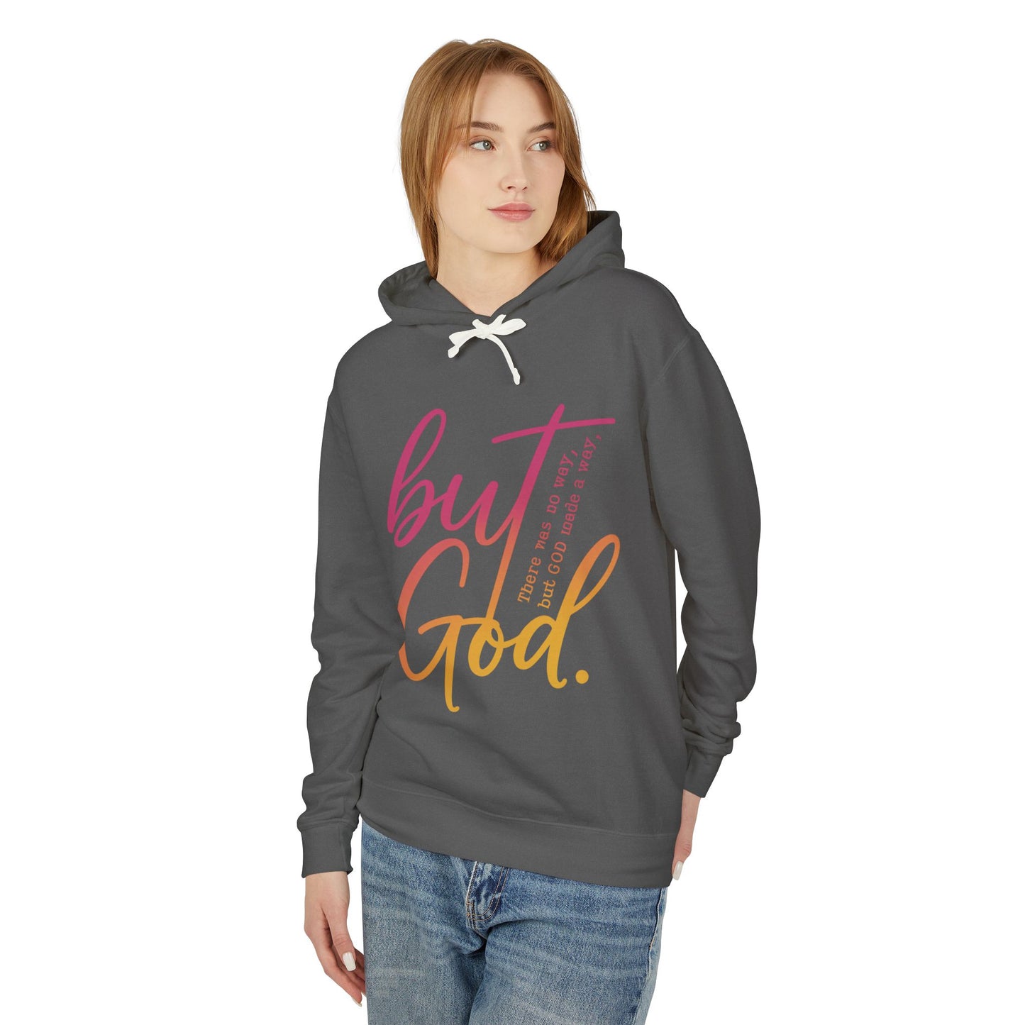 But God Unisex Lightweight Hooded Sweatshirt, Inspirational Apparel