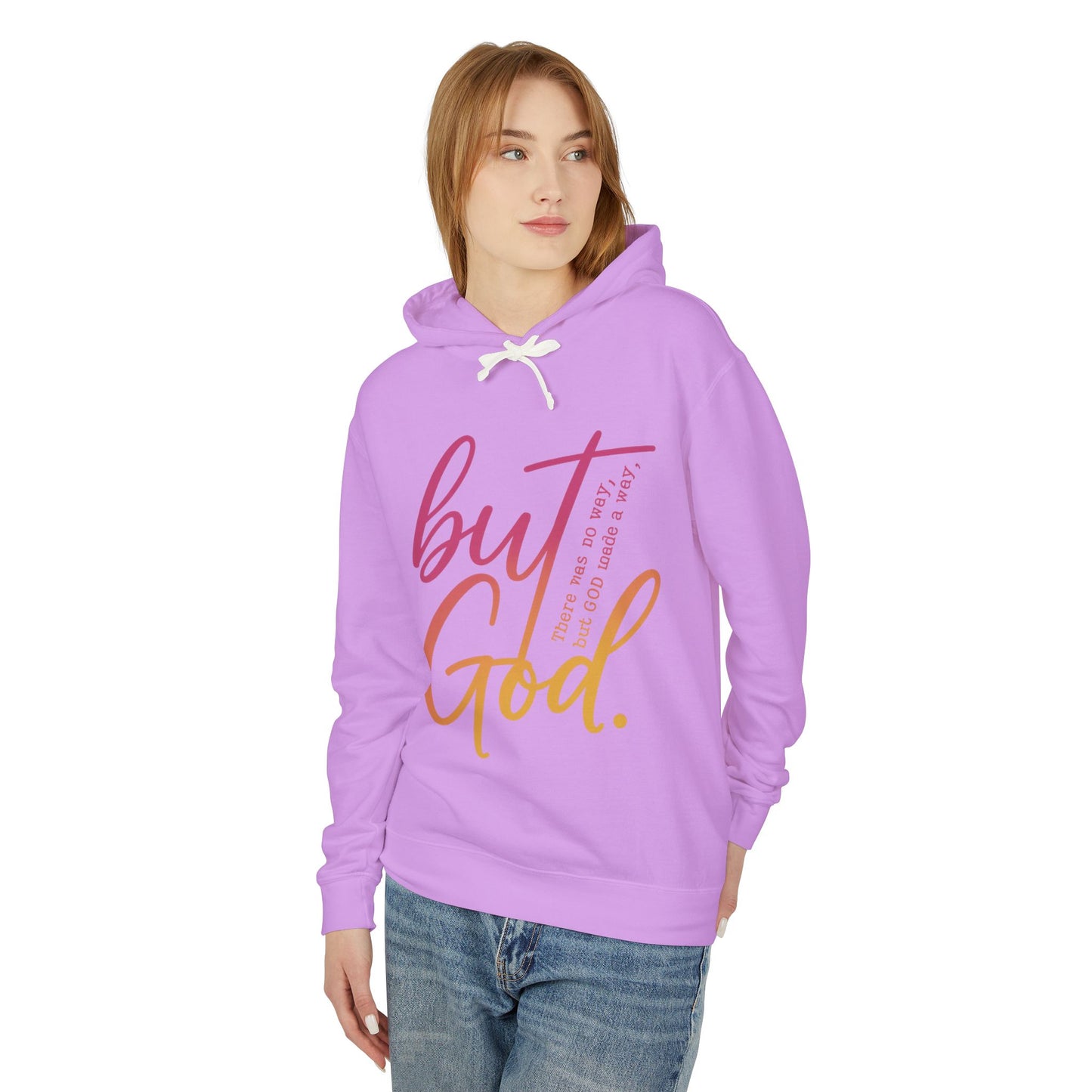 But God Unisex Lightweight Hooded Sweatshirt, Inspirational Apparel