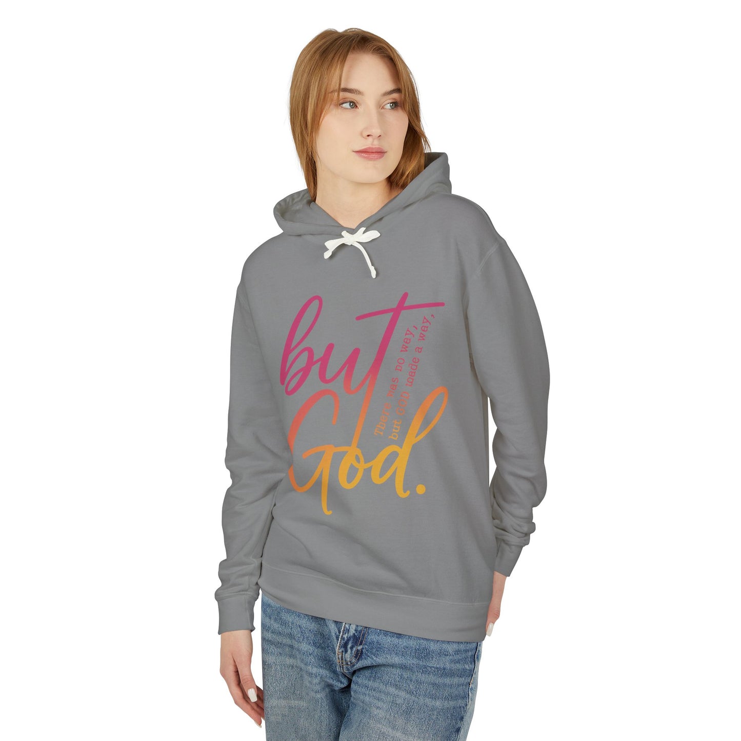 But God Unisex Lightweight Hooded Sweatshirt, Inspirational Apparel