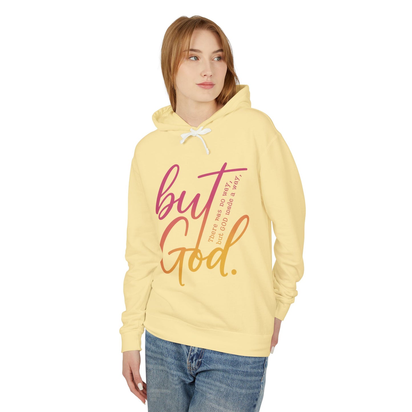 But God Unisex Lightweight Hooded Sweatshirt, Inspirational Apparel