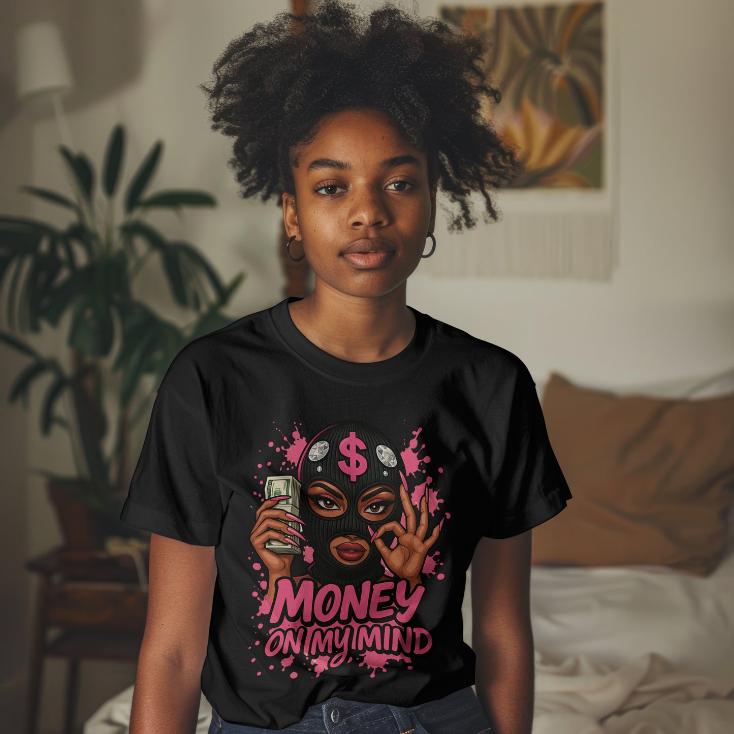 Money On My Mind Ski-Mask Drip Tee – Urban Money Mindset Graphic Shirt