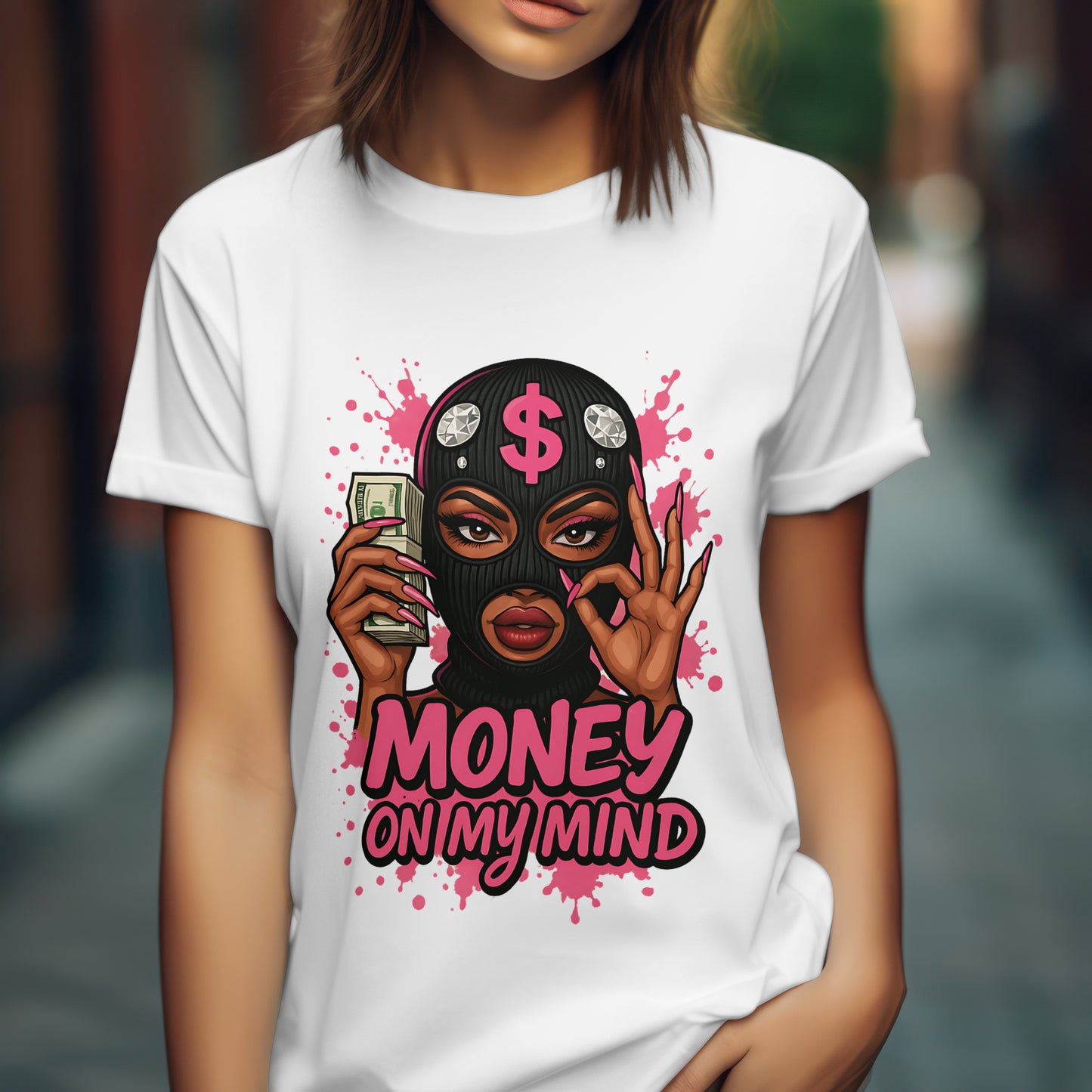 Money On My Mind Ski-Mask Drip Tee – Urban Money Mindset Graphic Shirt