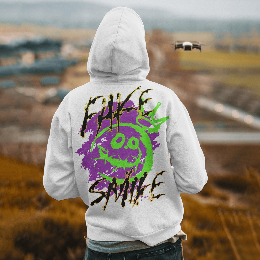 Fake Smile Hoodie – Purple & Green Graffiti Crown Edition