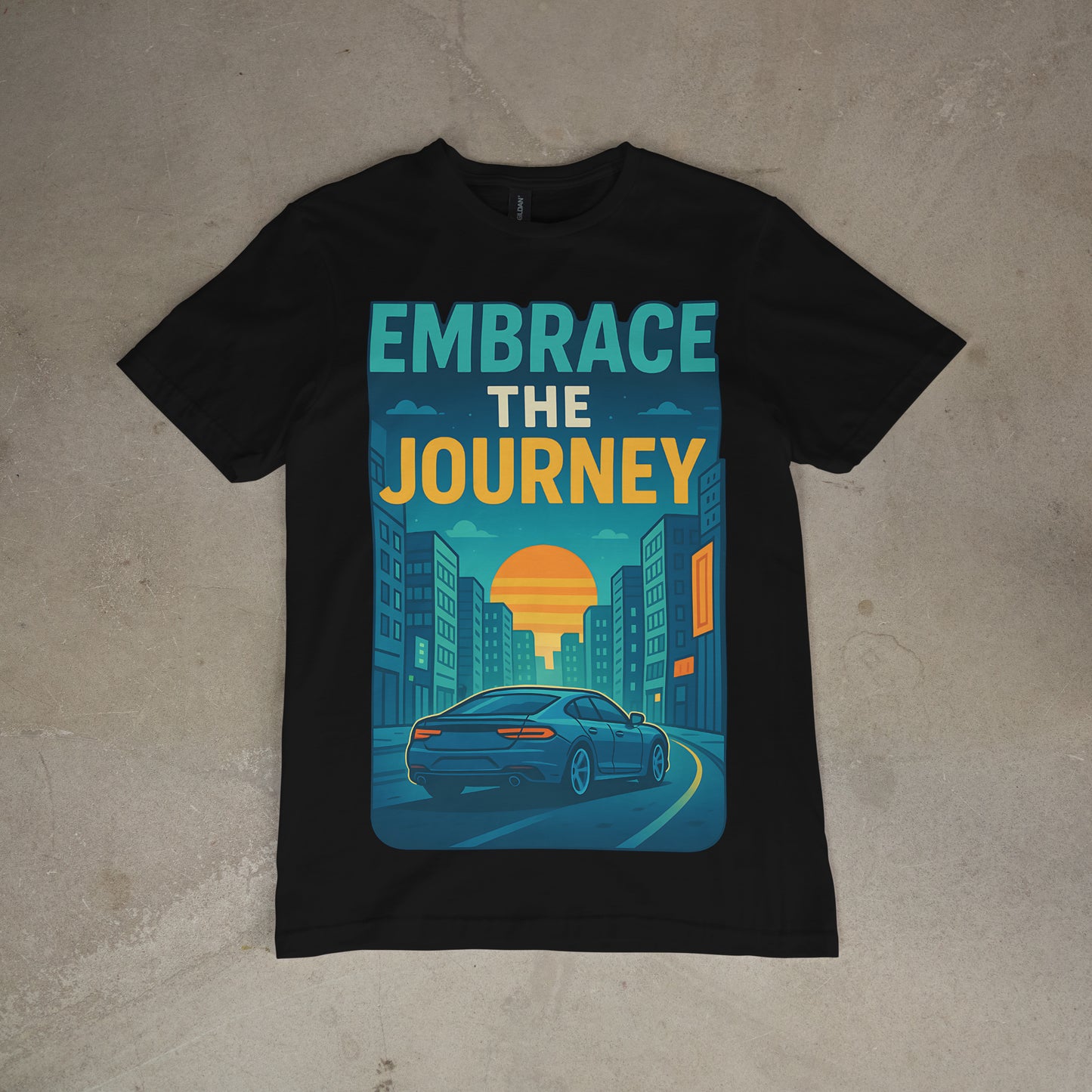 "Embrace the Journey - Urban Sunset Graphic Tee"