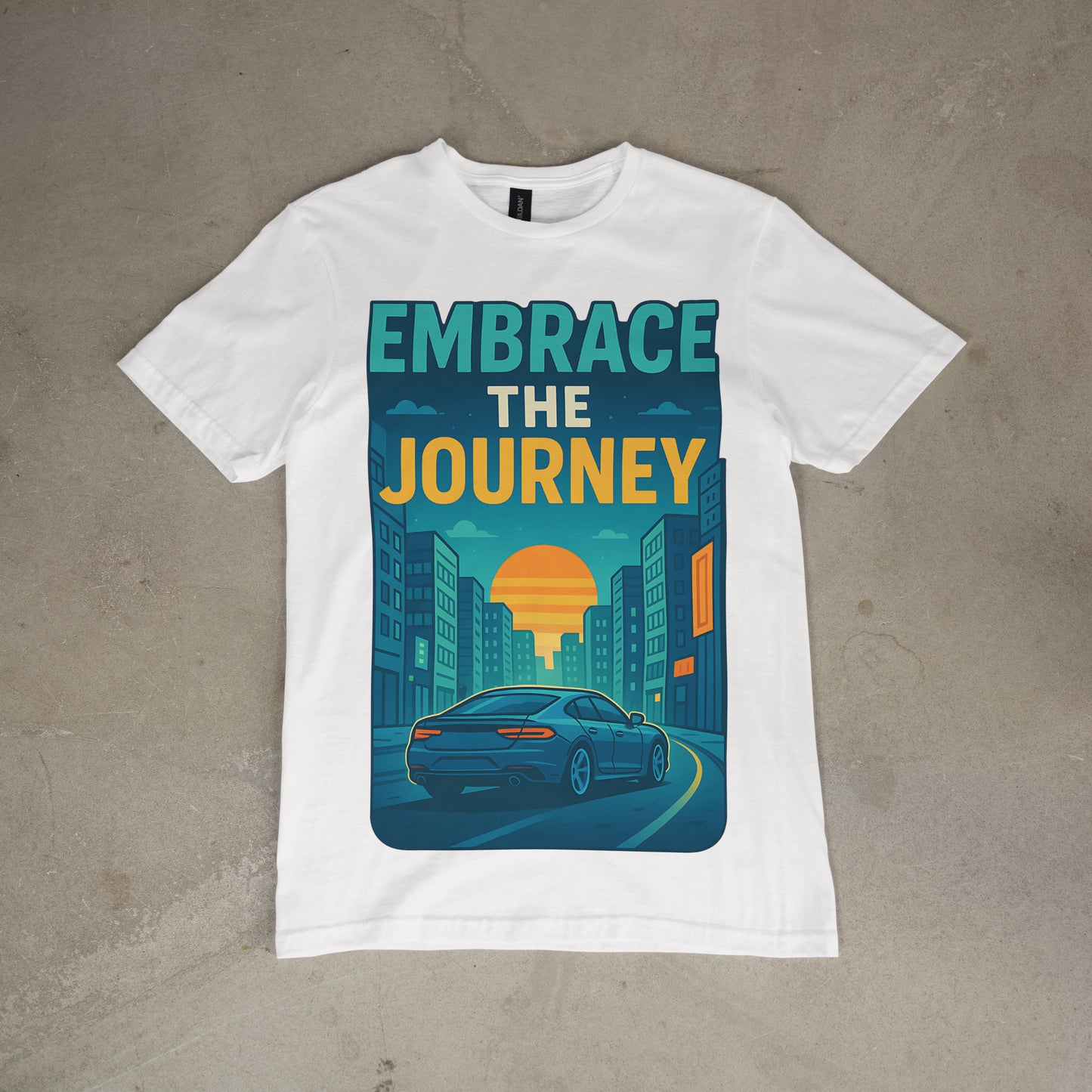 "Embrace the Journey - Urban Sunset Graphic Tee"