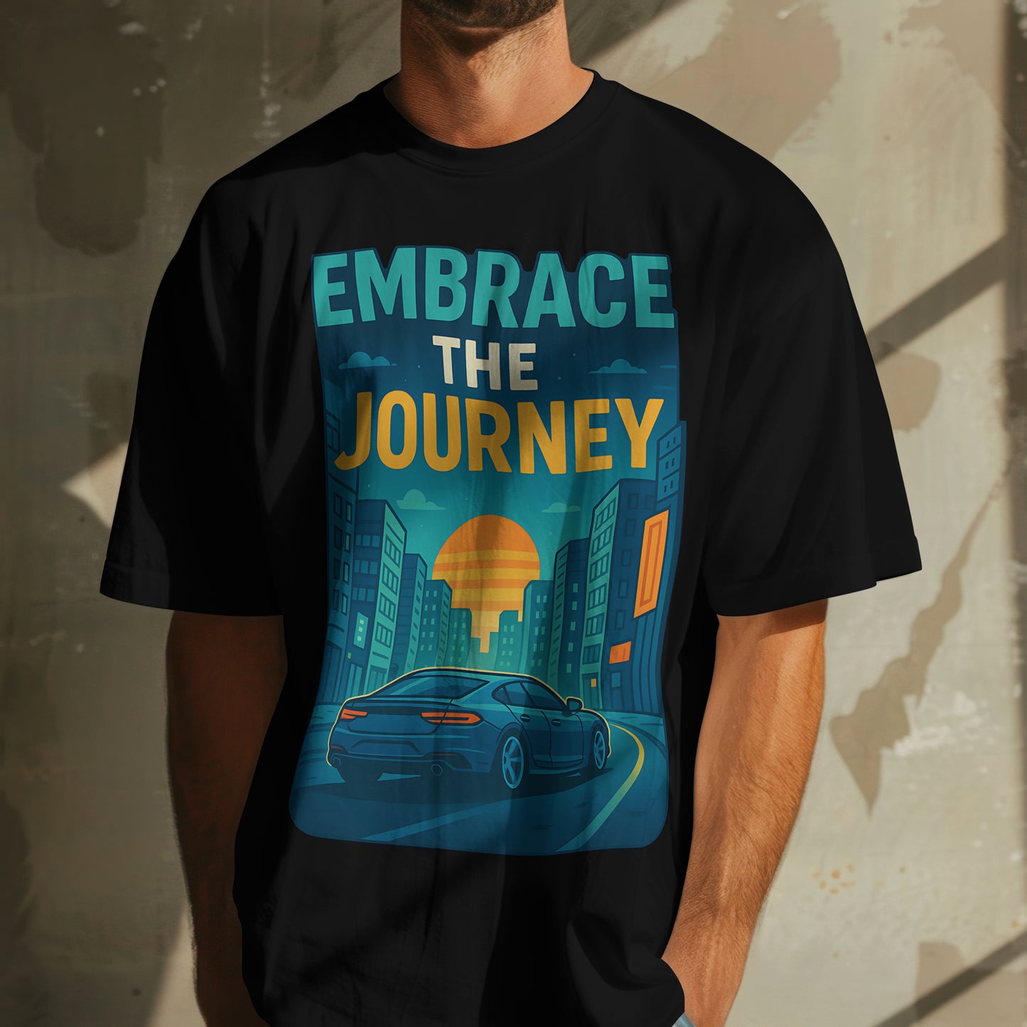 "Embrace the Journey - Urban Sunset Graphic Tee"