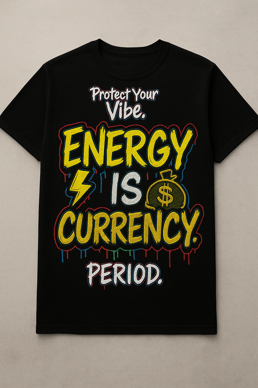 Energy Is Currency Graphic Tee – Protect Your Vibe Streetwear T-Shirt | ImaginationsPD.com