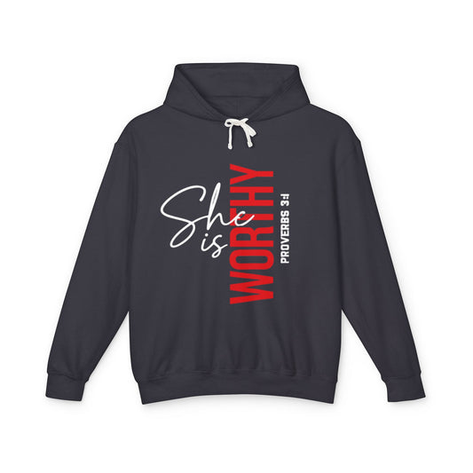 Worthy Unisex Lightweight Hooded Sweatshirt for Empowerment, Motivation, Self-Love, Gift for Her, Casual Wear