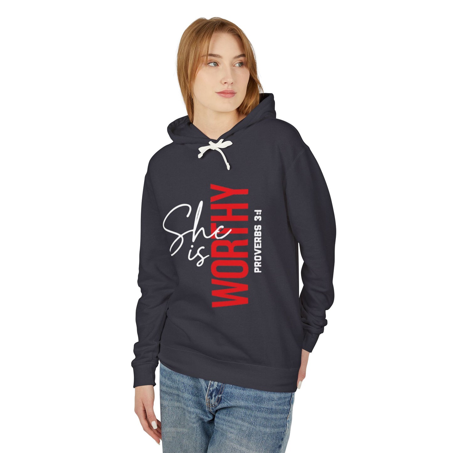 Worthy Unisex Lightweight Hooded Sweatshirt for Empowerment, Motivation, Self-Love, Gift for Her, Casual Wear