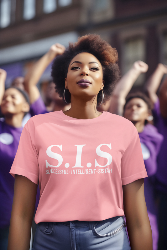 Women's "S.I.S" (SUCCESSFUL.INTELLIGENT.SISTAH) Pink/White Custom Tee