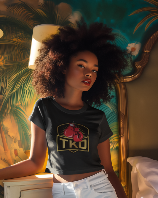 Women's "T.K.O" Black 100% Cotton Custom Graphic Tee